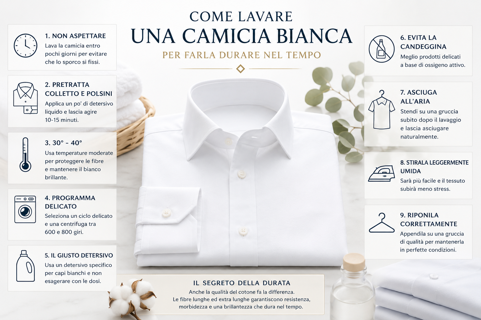 Come lavare una camicia bianca e farla durare negli anni